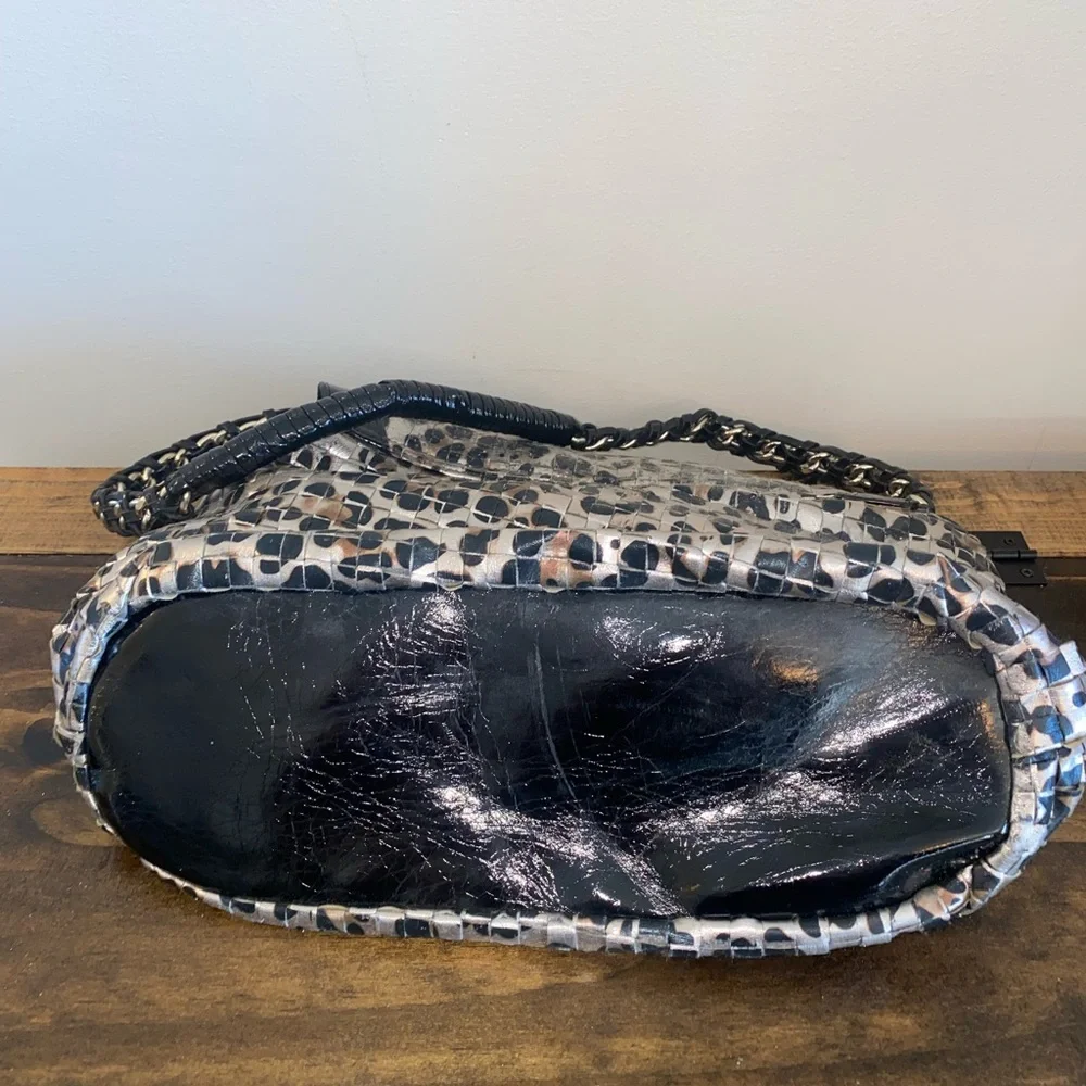 bebe Leopard Print Shoulder Bag with Black Trim